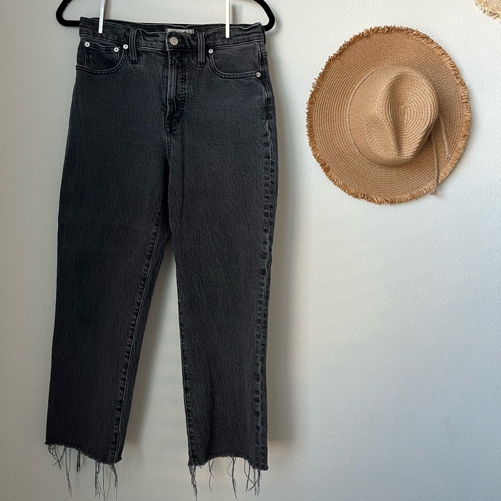 Madewell Vintage Straight Black Washed Jeans, Size 28P